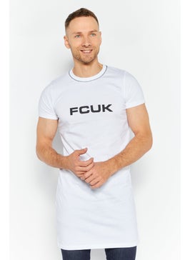 French Connection Men Crew Neck Short Sleeve Brand Logo T Shirt, White  - Image 1