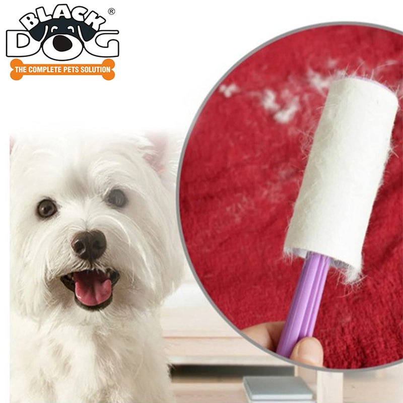 Black Dog أسطوانة إزالة الوبر السوداء مع غطاء لإزالة شعر الحيوانات الأليفة والغبار والوبر من الملابس ومقاعد السيارات والأثاث والأرضيات 60 ورقة لكل منها و2 إعادة تعبئة 3 في 1 - Image 2