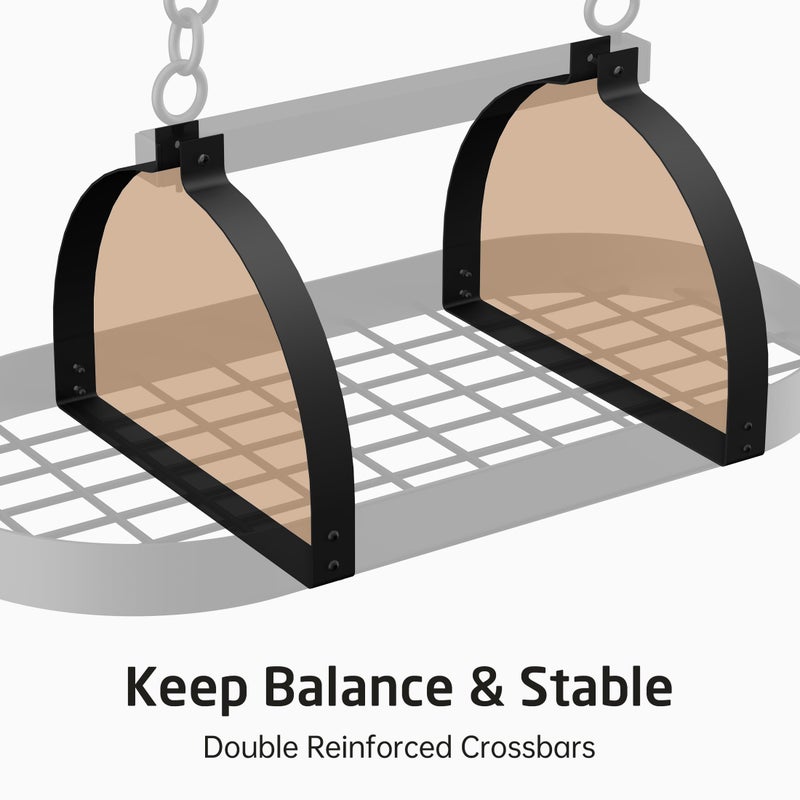 KES Ceiling Pot Rack 34-Inch Hanging Pot Rack for Kitchen Oval Pot and Pan Rack Matte Black Pot Hanger with 20 S Hooks (For 16" and 24" Joist), KUR221S85-BK - Image 4