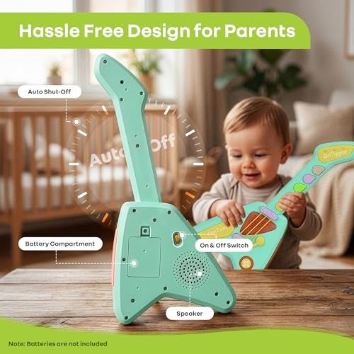 R for Rabbit Orapple Funtunes Electric Guitar, Musical Toy for Kids with Lights & Music | 4 Play Modes, 5-Level Volume Control | Educational & Fun Learning Gift for 1+ Years Boys & Girls (Blue Multi) - Image 5