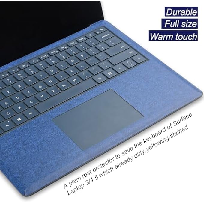 rayihni FULL SIZE KEYBOARD PALM REST PROTECTOR FOR MICROSOFT SURFACE LAPTOP 3/4/5, BLUE, POLYVINYL CHLORIDE, STAIN-RESISTANT, 13.5 INCHES - Image 2