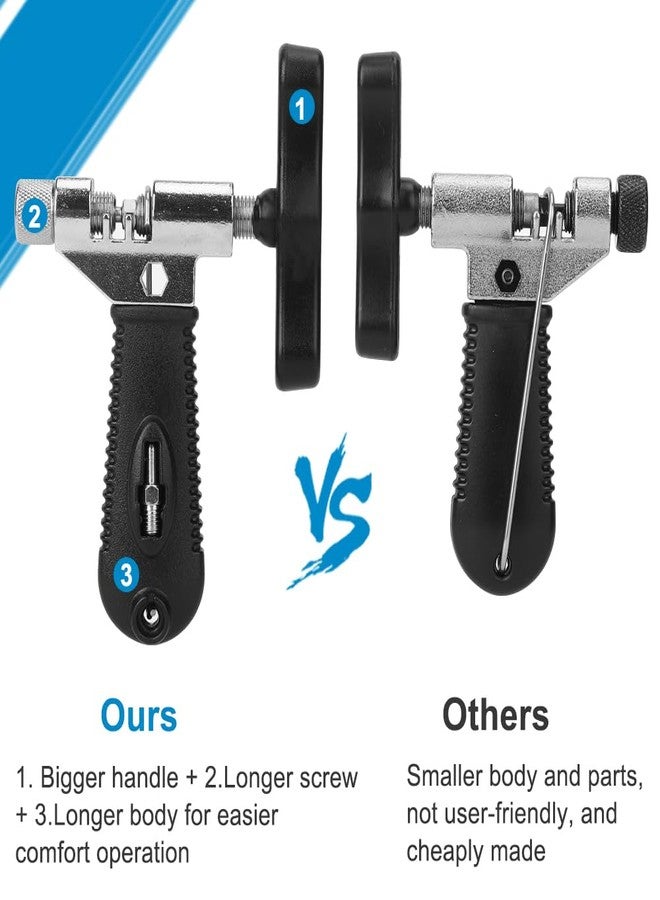 A AKRAF Bike Link Plier + Chain Breaker Splitter Tool + Chain Checker + 3 Pairs Bicycle Missing Links, Bike Link Opener Closer Plier Chain Cutter Connector Wear Indicator Tool (w/Silver Checker) - Image 3