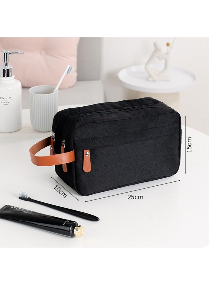 حقيبة أدوات الزينة للرجال ، حقيبة مستحضرات تجميل ذات سعة كبيرة ، 25*10 * 15 سم أسود - Image 2