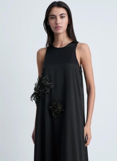 MANGO Casual Satin Maxi-Flower Dress  - Image 4