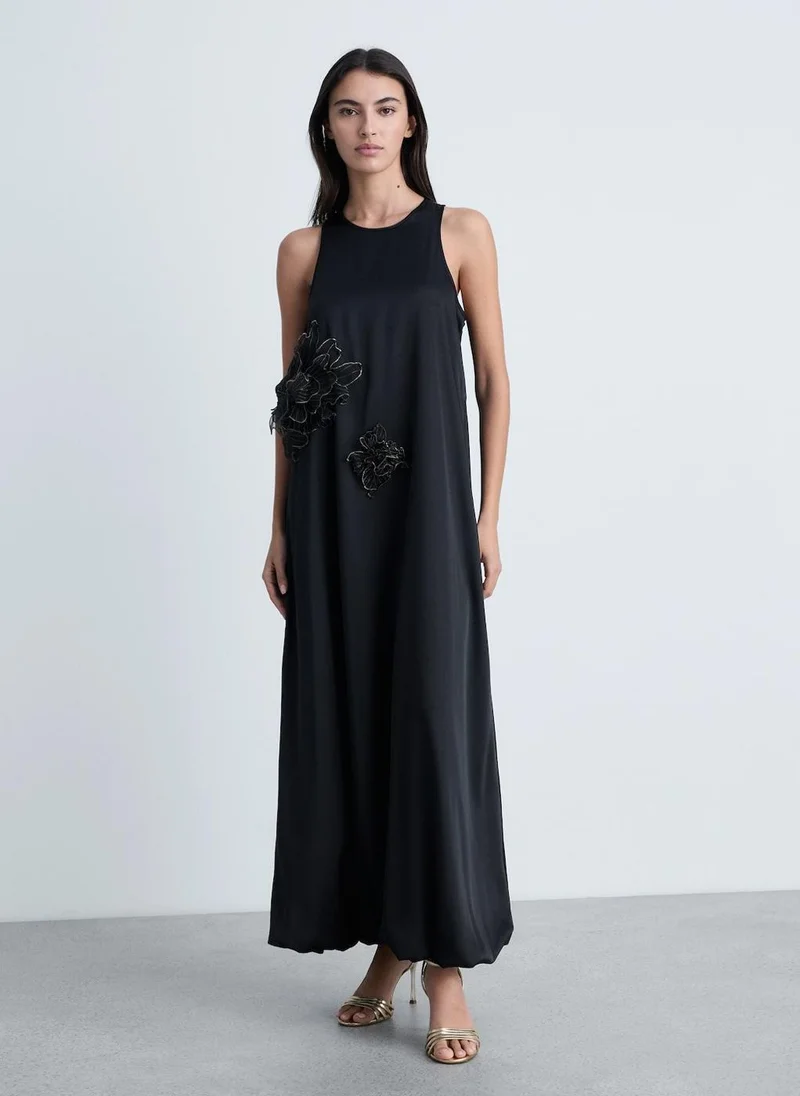 مانجو Casual Satin Maxi-Flower Dress