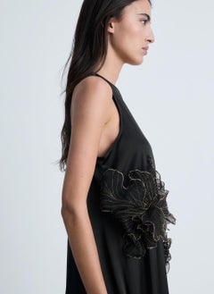MANGO Casual Satin Maxi-Flower Dress  - Image 3