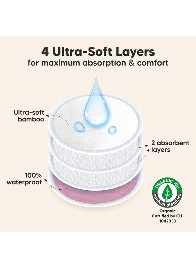 KeaBabies Organic Bamboo Nursing Breast Pads 14 Washable Pads + Wash Bag Breastfeeding Nipple Pads For Maternity Reusable Breast Pads For Breastfeeding (Pastel Touch Large 4.8") - Image 3