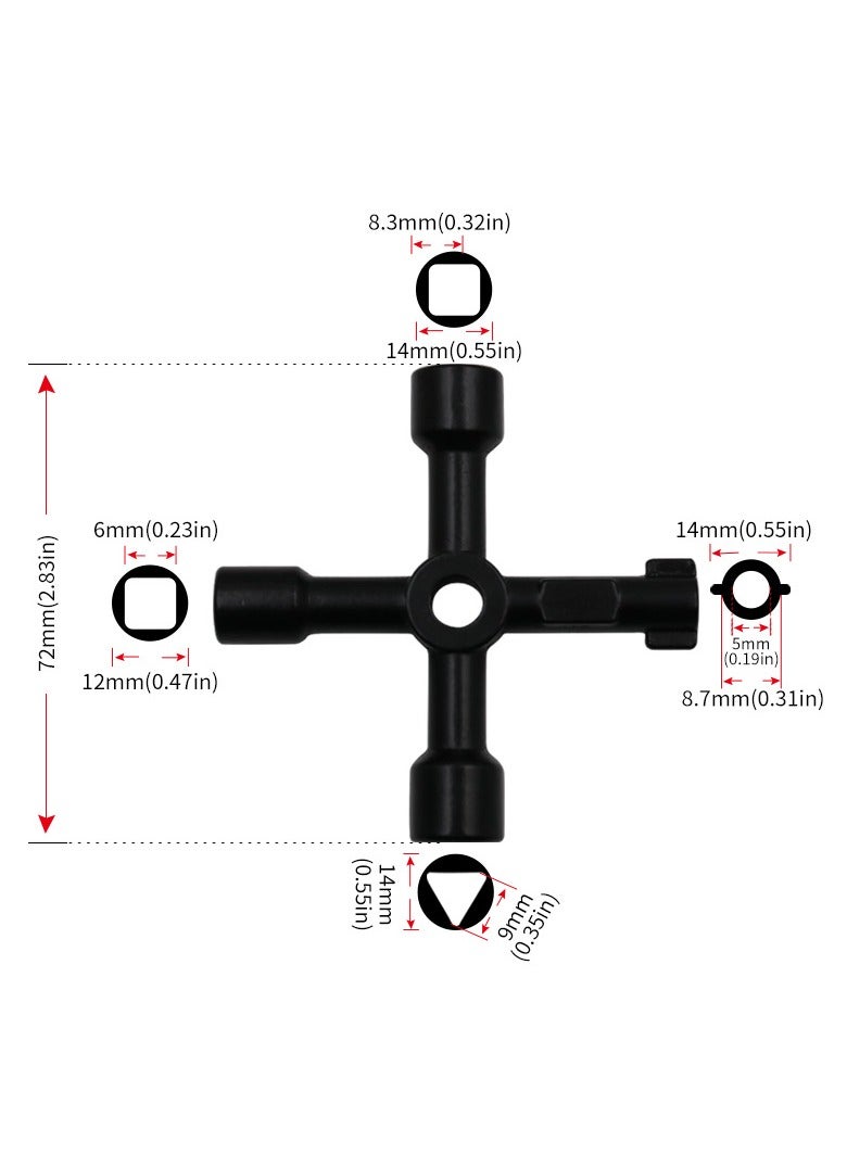 Winner 4 Way Sillcock Key Multi-function Water Key Cross Key For Water Meter Valve Faucet Electric Meter Box Elevator Electric Control Cabinet 2pcs - Image 2