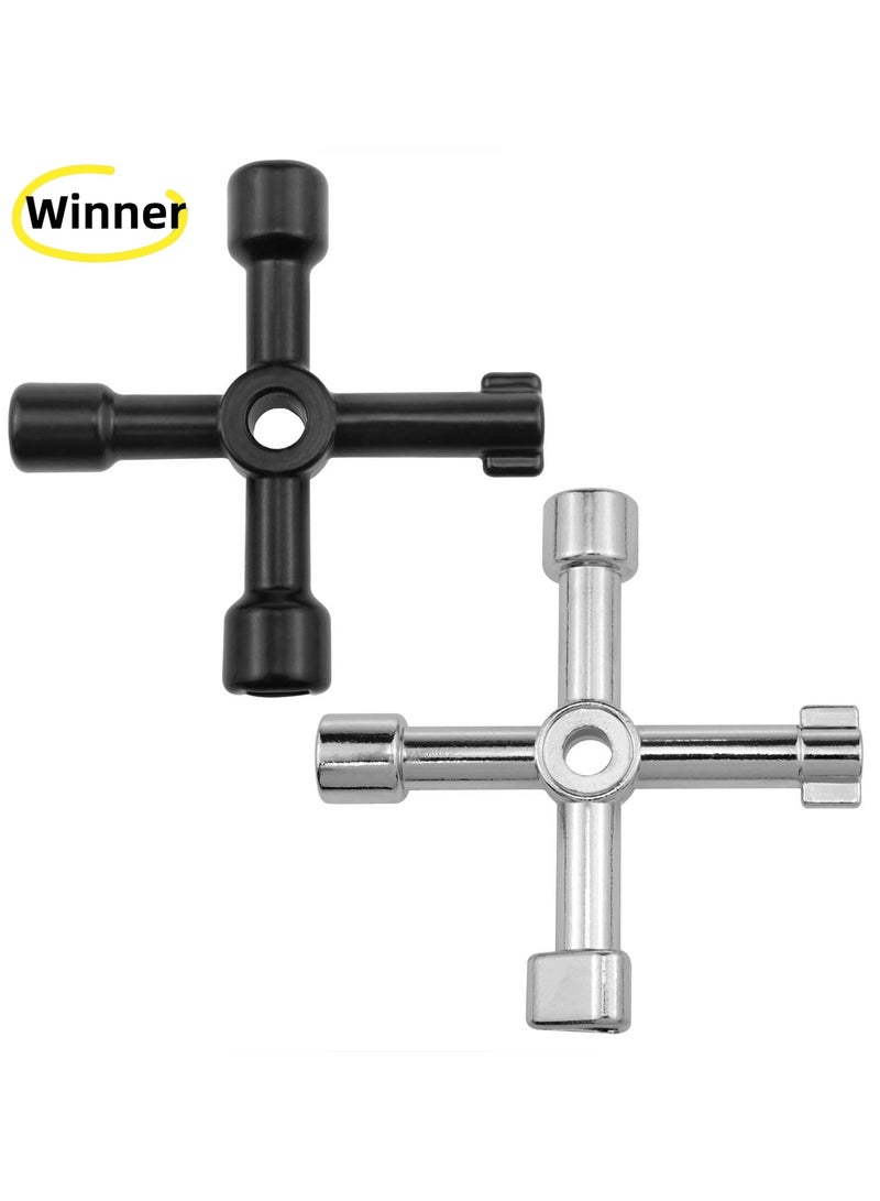 Winner 4 Way Sillcock Key Multi-function Water Key Cross Key For Water Meter Valve Faucet Electric Meter Box Elevator Electric Control Cabinet 2pcs - Image 1