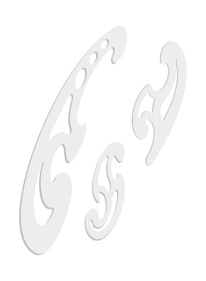 Isomars مجموعة منحنيات فرنسية من 3 - بلاستيك شفاف