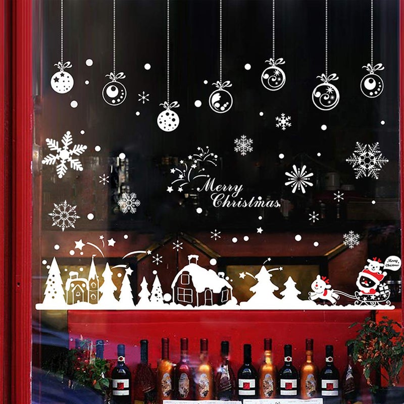 Hidreas Hidreams 153 PCS Christmas Window Decals Stikcers Xmas Snowflake Window Clings