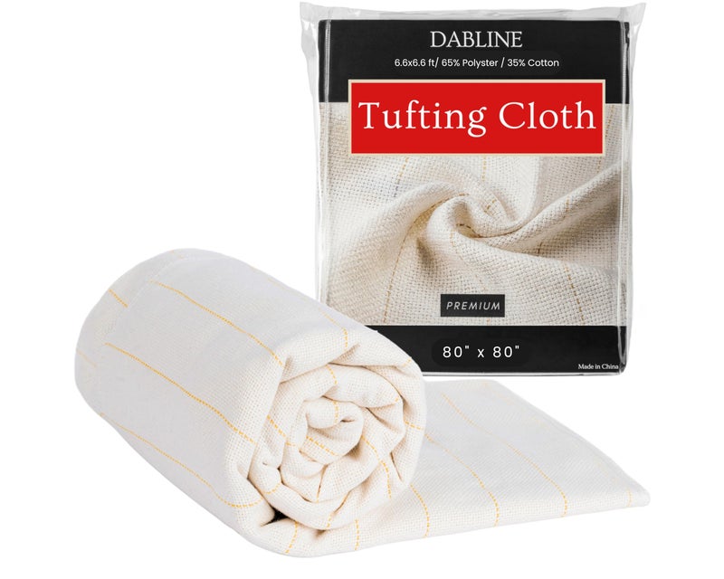 DABLINE 80" x 80" Large Overlocking Primary Tufting Cloth for Rug Tufting with Marked Lines, Monks Cloth for Punch Needle 6.6x6.6 feet - Image 1