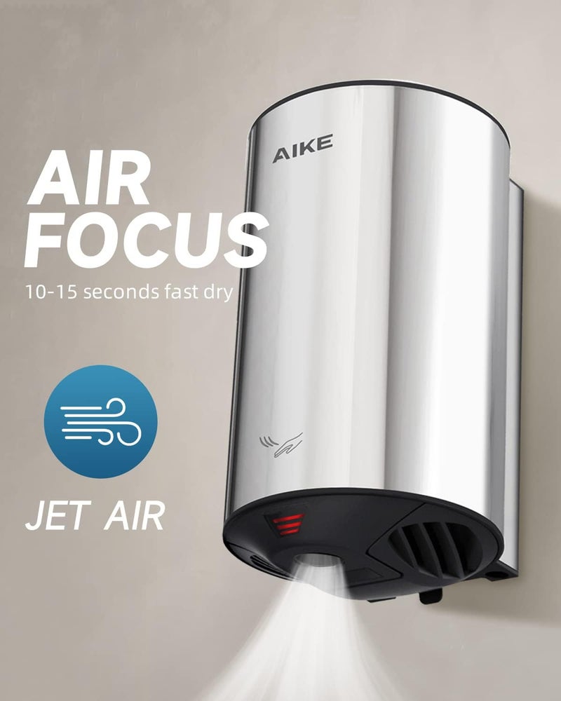AIKE مجفف يدين مدمج Air Focus معتمد من UL 120 فولت 1350 واط بتشطيب من الفولاذ المقاوم للصدأ المصقول - Image 2