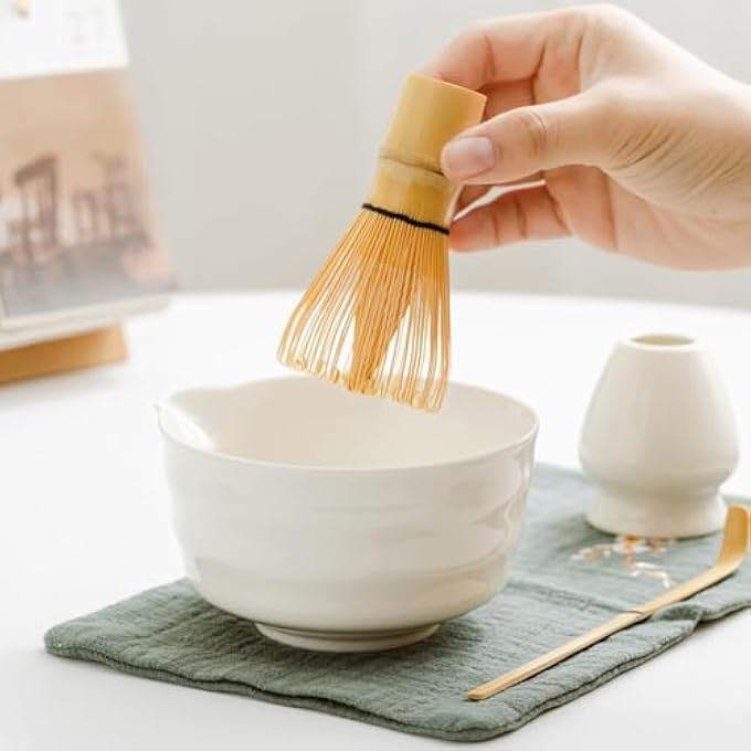 Nekit Matcha Whisk Set Unique Matcha Set  White Matcha Bowl Matcha Whisk And White Whisk Stand Traditional Tea Scoop The Perfect Ceremony Start Up Set To Prepare An Authentic Cup Of Matcha - Image 4