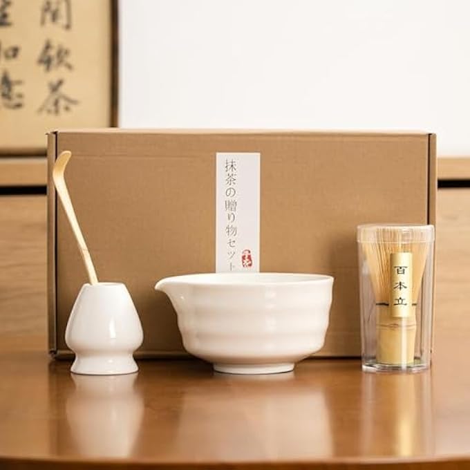 Nekit Matcha Whisk Set Unique Matcha Set  White Matcha Bowl Matcha Whisk And White Whisk Stand Traditional Tea Scoop The Perfect Ceremony Start Up Set To Prepare An Authentic Cup Of Matcha - Image 2