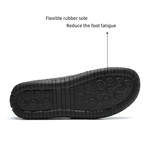 alcubieree Mens Leather Casual Shoes Comfortable Fashion Sneakers Loafers Lightweight Dress Walking Driving Shoes for Men（Size 7.5-13） Brown - Image 3