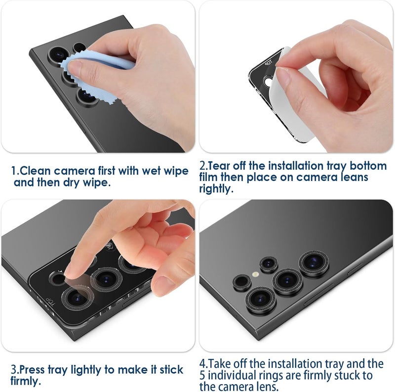 Simpeak 2Pack Camera Lens Protector Compatible with Samsung Galaxy S24 Ultra 5G 68 2024 Individual 9H Tempered Glass Camera Metal Case for S24 Ultra 68 Installation TrayShiny Purple - Image 5