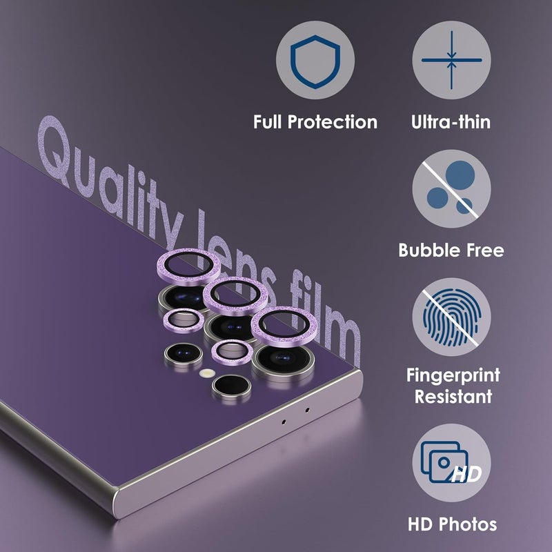 Simpeak 2Pack Camera Lens Protector Compatible with Samsung Galaxy S24 Ultra 5G 68 2024 Individual 9H Tempered Glass Camera Metal Case for S24 Ultra 68 Installation TrayShiny Purple - Image 3