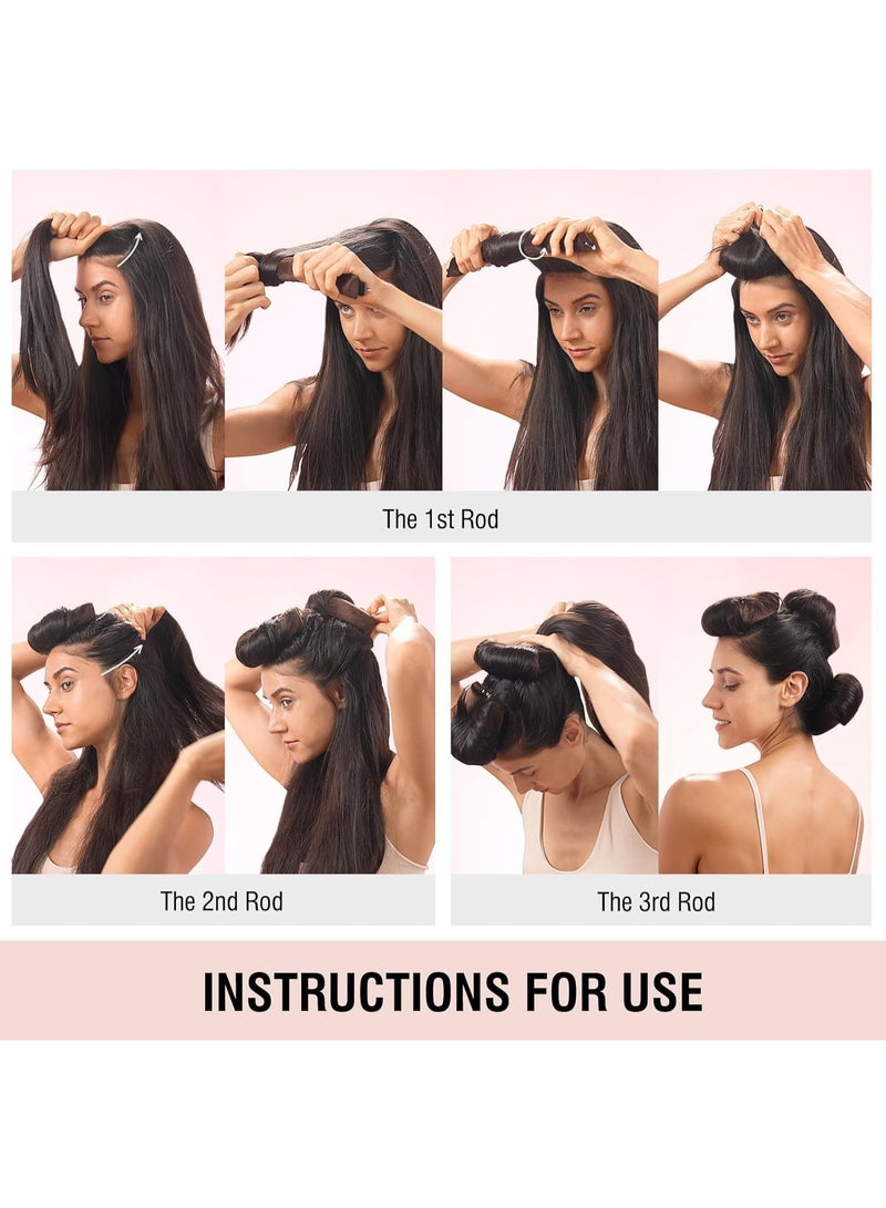 Bukela Curling Iron – 3 Khaki Strands, Heat Resistant Hair Curler, No-Burn Sleep Rollers, Soft Foam - Image 3
