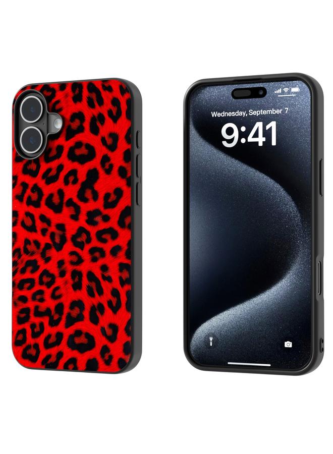 اس-توب جراب لهاتف iPhone 16 بإطار أسود ونقشة جلد النمر - Image 1