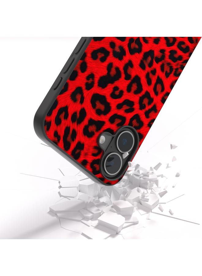 اس-توب جراب لهاتف iPhone 16 بإطار أسود ونقشة جلد النمر - Image 3