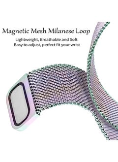 JOYOZY Magnetic Band Compatible with Apple Watch Band 38mm 40mm 41mm 42mm 44mm 45mm Milanese Strap with Bling Case and Screen Protector, Dressy Stainless Steel iWatch Loop for Women (Rainbow 42mm)  - Image 1