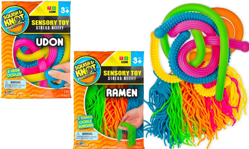 Ja-Ru JA-RU Ramen & Udon Textured Stretchy Noodles (2 Packs) Strings and Super Sensory Fidget Toys for Kids Stocking Stuffers Pack. Autism Tactile Toy for Kids Party Favor R&U-4799-2s (Assorted) - Image 1