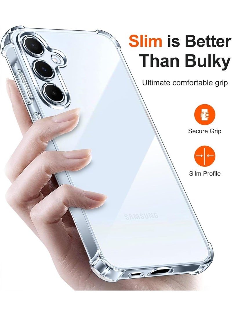 جراب متوافق مع Samsung Galaxy A55، غطاء سيليكون شفاف من مادة TPU مضاد للصدمات وزوايا مقاومة للصدمات _شفاف - Image 2