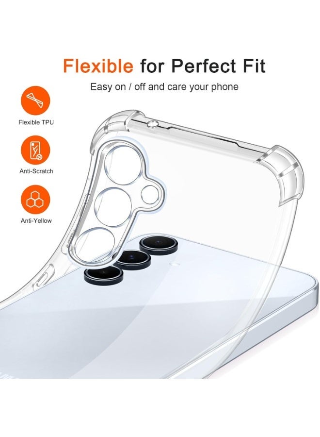جراب متوافق مع Samsung Galaxy A55، غطاء سيليكون شفاف من مادة TPU مضاد للصدمات وزوايا مقاومة للصدمات _شفاف - Image 5