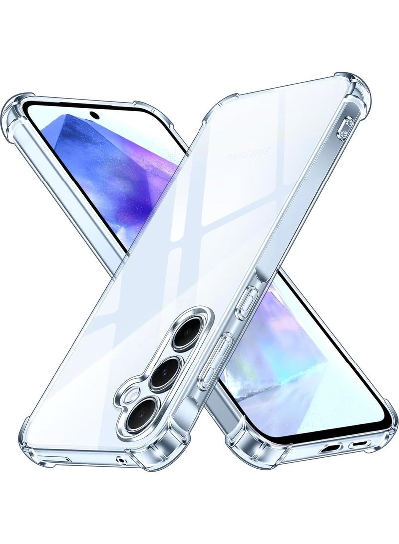 جراب متوافق مع Samsung Galaxy A55، غطاء سيليكون شفاف من مادة TPU مضاد للصدمات وزوايا مقاومة للصدمات _شفاف - Image 1