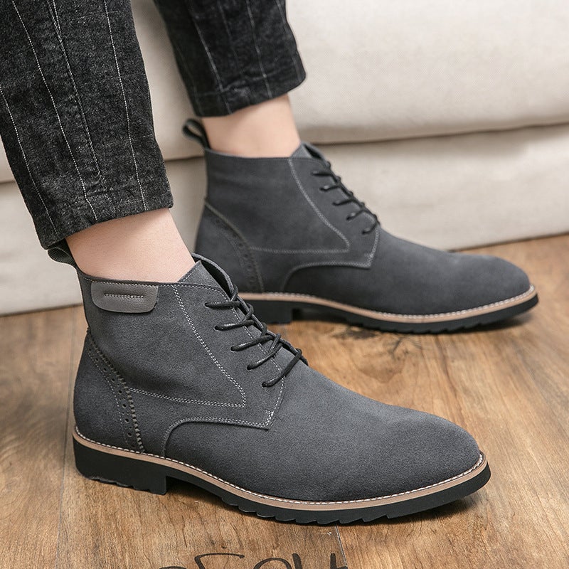 New Martin Boots British Style High-Top Lace-Up Leather Boots Outdoor Mid-Top Short Boots Pointed Chelsea Retro Ankle Boots - Image 5