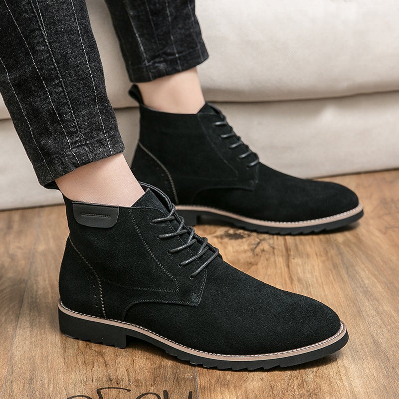 New Martin Boots British Style High-Top Lace-Up Leather Boots Outdoor Mid-Top Short Boots Pointed Chelsea Retro Ankle Boots - Image 3