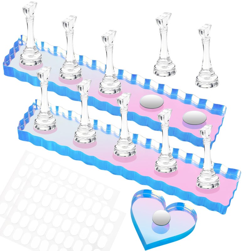 BAGTeck Nail Stand for Press Ons Nail Holder for Painting Nails Press on Nail Holder 1 Heart Shaped Acrylic Magnetic Nail Stands for Nail Art with Doublesided Tape Home Salon DIY Display Supplies - Image 2