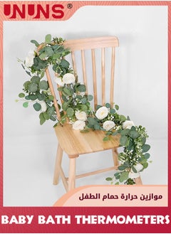 UNUNS 6FT Artificial Eucalyptus Garland with Flowers,Fake Rose Garland, Faux Floral Garland Greenery Garland For Wedding Spring Home Party Craft Art Table Runner Decor  - Image 3