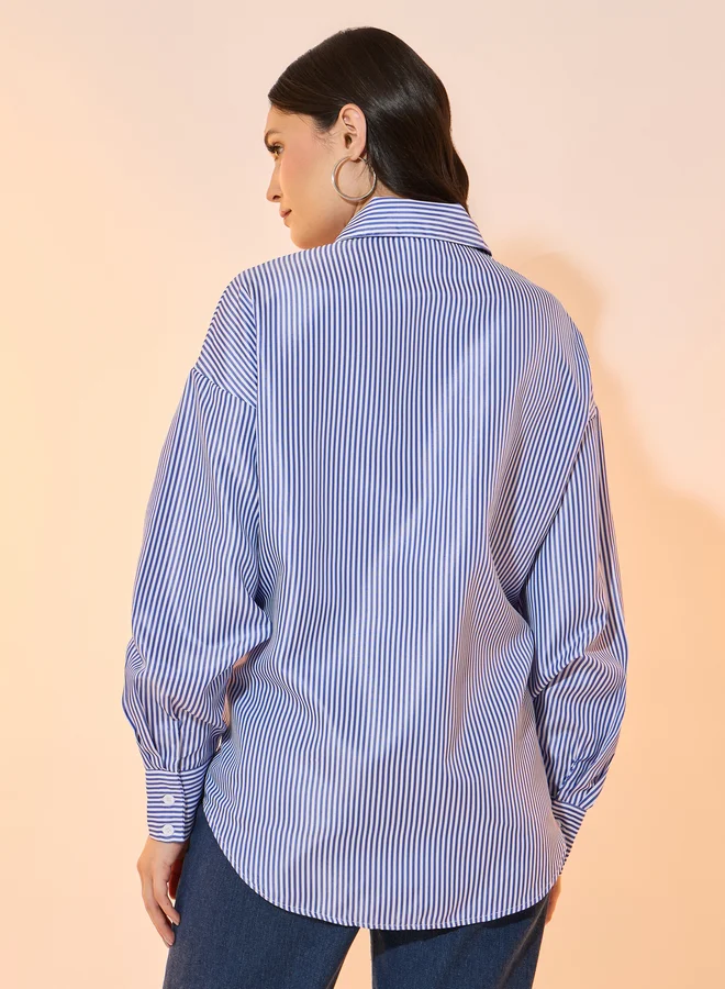 Take Two Take Two Striped Oversized Long Sleeve Shirt