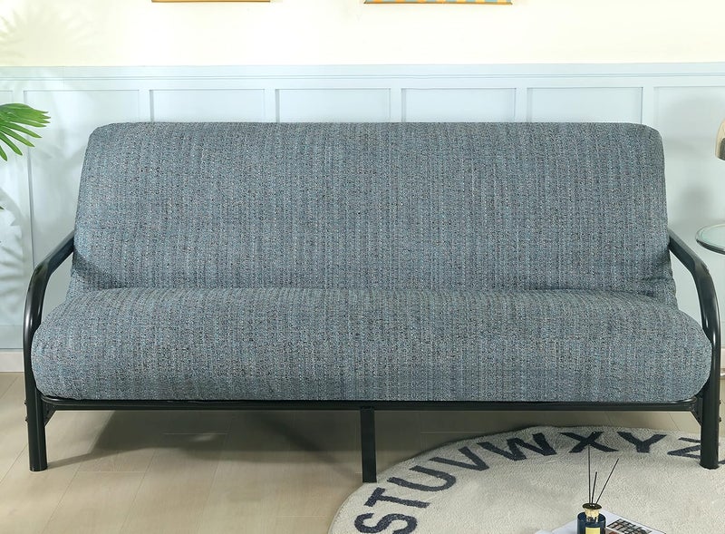 OctoRose Full Size 3 Side Zipper Upholstery Thick Linen TealBlue Futon Cover Sofa DayBed Mattress Slipcover Couch Protector (Linen-TealBlue, Full Size) - Image 2