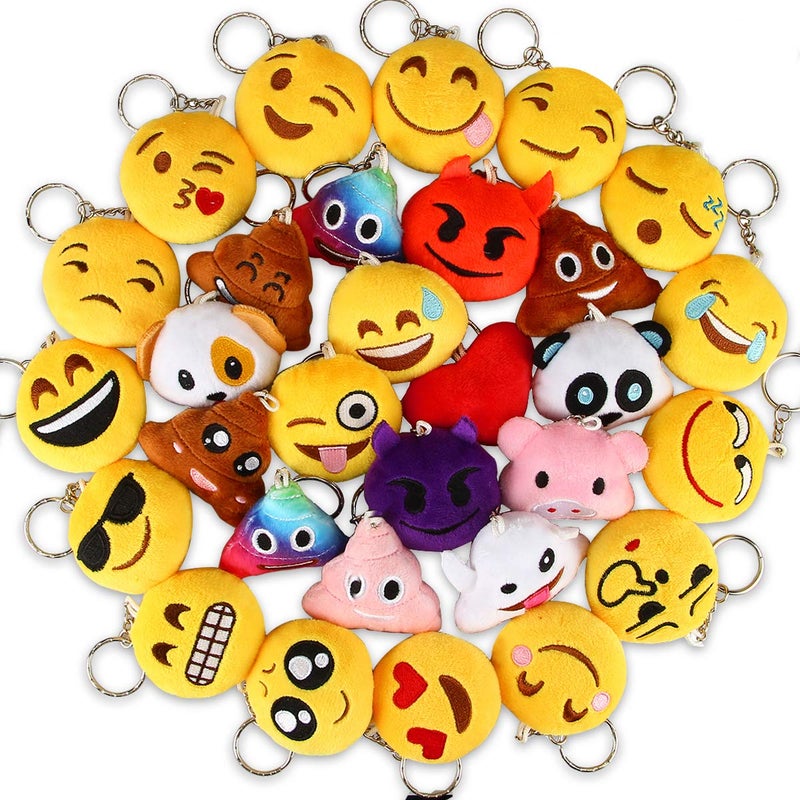 Dreampark Emoticon Keychains Dreampark Mini Emoticon Plush Party Favors Valentine s Day Gifts Birthday Party Supplies Carnival Prizes Easter Egg Fillers for Kids Treasure Box Bulk Toy Assortment 2 Set of 30 - Image 2