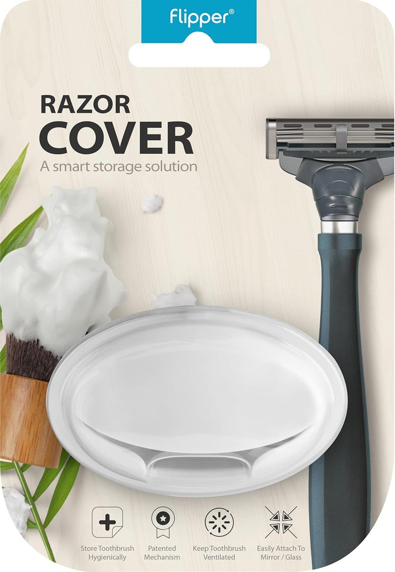 Flipper Hygienic Razor Cover With Suction Cups - White | Protective Travel Case and Safety Cover for Shaving - Holder, Protector, and Safe Travel Solution, Made in Malaysia - Image 1