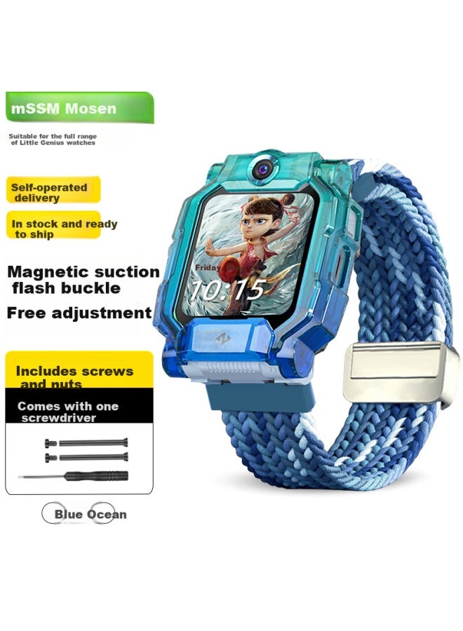 Mssm Nylon Magnetic Watch Strap For Small Genius Phone Watch Z11/z10/z9/z8a Children's Student Watch Z7s/z6p/z6/d3/q2a/z6s Colorful Blue - Image 1