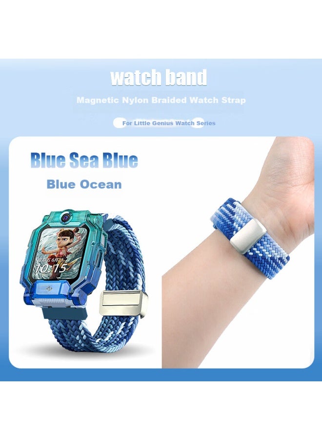 Mssm Nylon Magnetic Watch Strap For Small Genius Phone Watch Z11/z10/z9/z8a Children's Student Watch Z7s/z6p/z6/d3/q2a/z6s Colorful Blue - Image 2