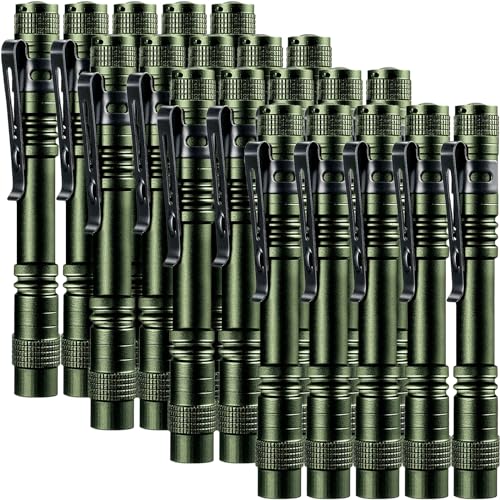 Beieverluck 20 Pack Pen Light Flashlight Mini Small Flashlight with Clip Waterproof LED Pocket Pen Flashlights for Camping Inspection Work and EmergencyLargeGreen - Image 1