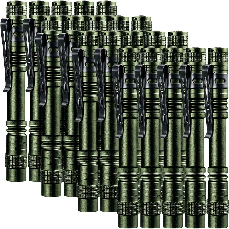 Beieverluck 20 Pack Pen Light Flashlight Mini Small Flashlight with Clip Waterproof LED Pocket Pen Flashlights for Camping Inspection Work and EmergencyLargeGreen - Image 2