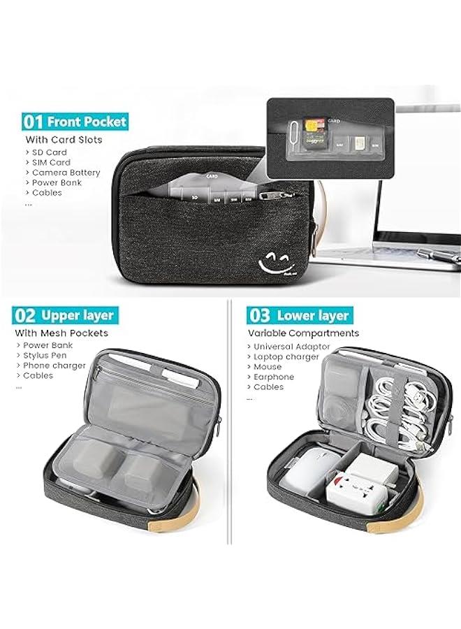 Captaintech Travelkin Cord Organizer Travel, Electronic Organizer Travel Case, Cable Organizer Bag For Cords,Chargers Phone, Sd Card,Usbs (Black) - Image 3