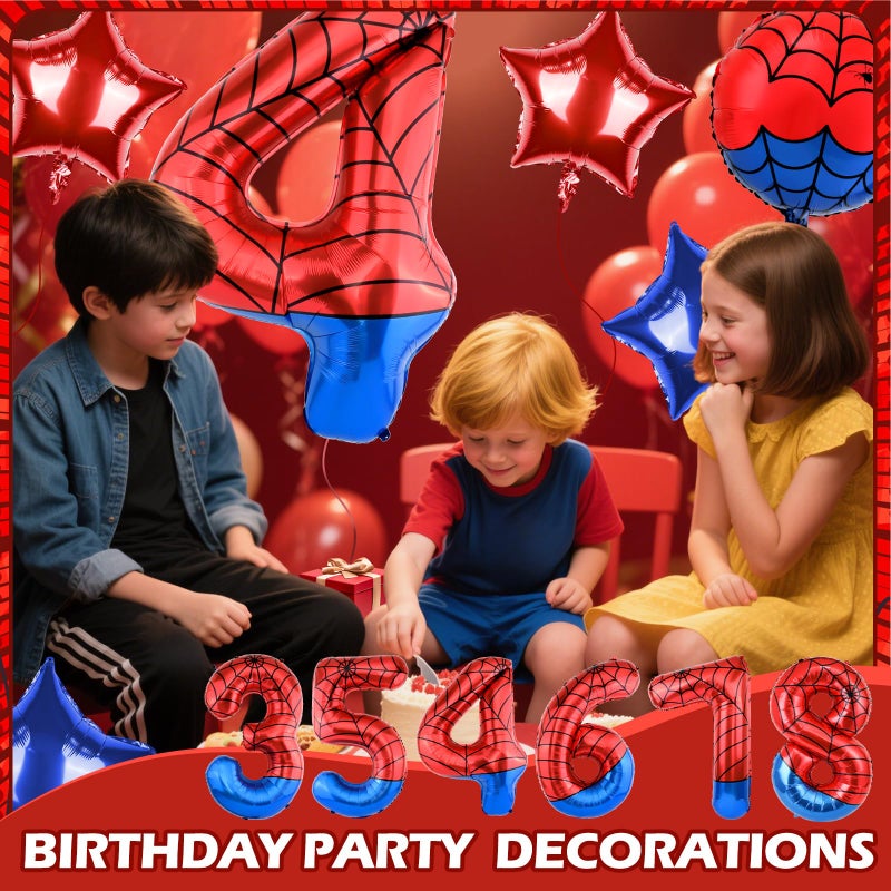 AXBMM 40 Inch Spider Theme Number Balloon, Number Block Foil Number 4 Balloons Large Big Numbers Helium Balloon for Girls Boys 4th Birthday Theme Party Decorations (Number 4) - Image 5