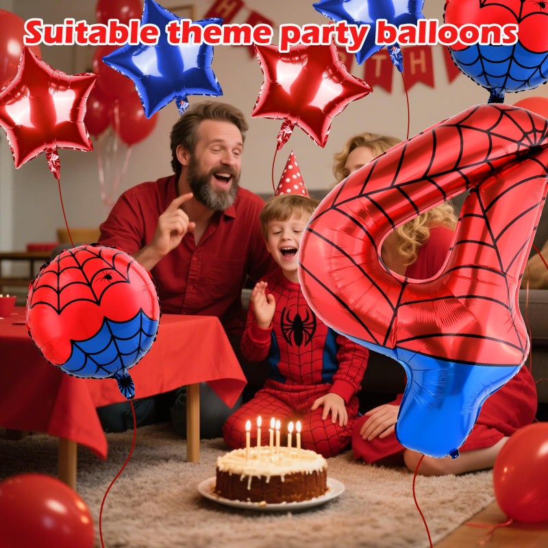 AXBMM 40 Inch Spider Theme Number Balloon, Number Block Foil Number 4 Balloons Large Big Numbers Helium Balloon for Girls Boys 4th Birthday Theme Party Decorations (Number 4) - Image 3