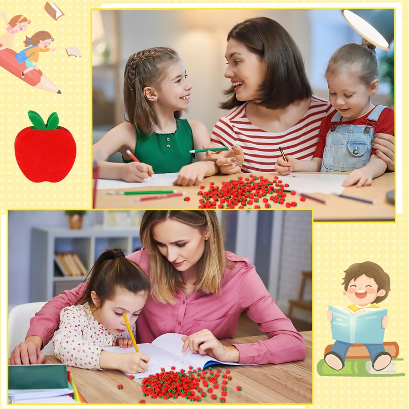 JUNEBRUSHS 150pcs Apples Erasers for Kids Bulk, Welcome Back to School Gifts Red Mini Apples Erasers for First Day of School Teachers Supplies Students Classroom Prizes Homework Rewards - Image 5