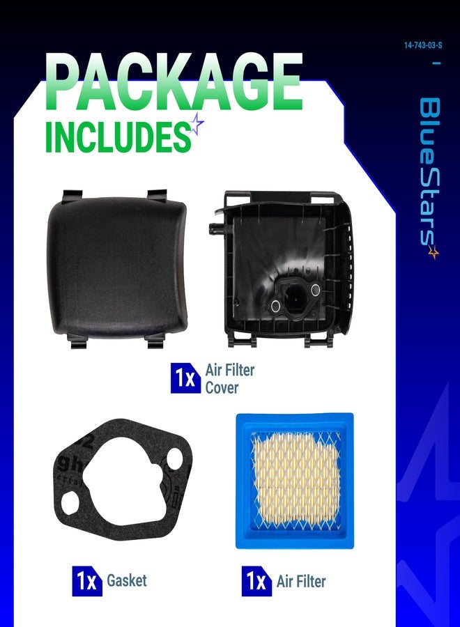 طقم تنظيف قاعدة غطاء فلتر الهواء BlueStars 14 743 03-S - لمحركات Kohler XT650 XT675 وHusqvarna Toro 22 بوصة لإعادة تدوير جزازة العشب - يحل محل 14-096-119-S و14-743-03-S و14-094-27-S - Image 2
