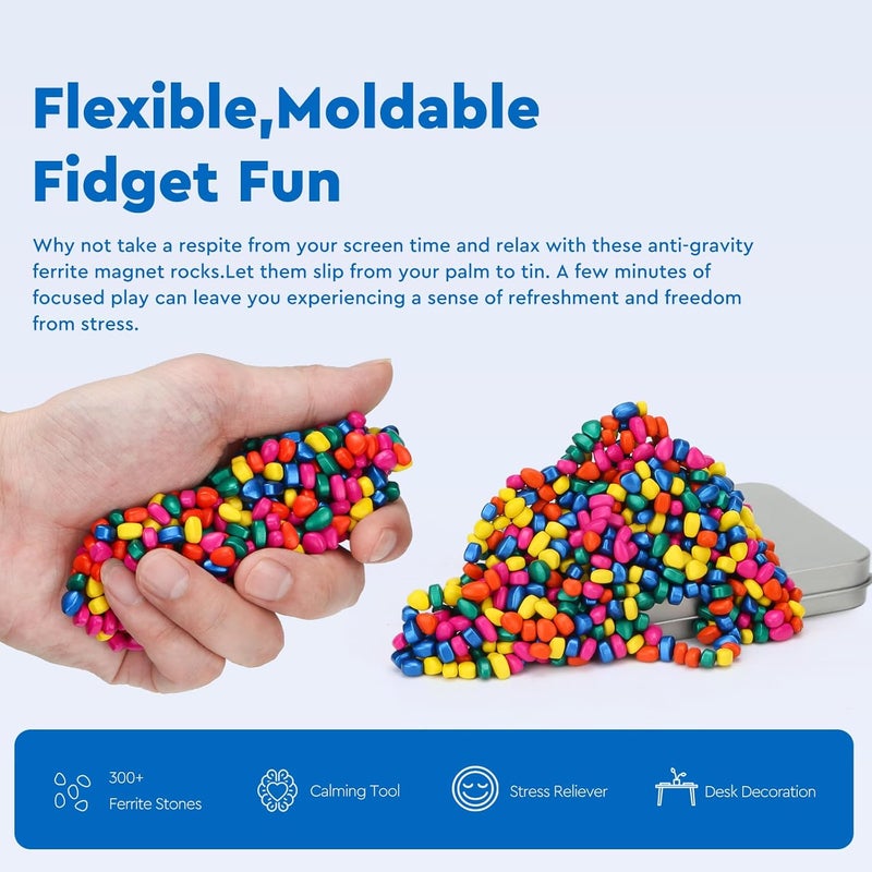 DYRDM Original Ferrite Putty Multicolor 300+, Fidget Toy Ferrite Stones for Stress Relief, Sensory Toy for Adults & Teens 14+, Holiday Stocking Stuffer, Ferrite Rocks Fidget Present for Office - Image 3