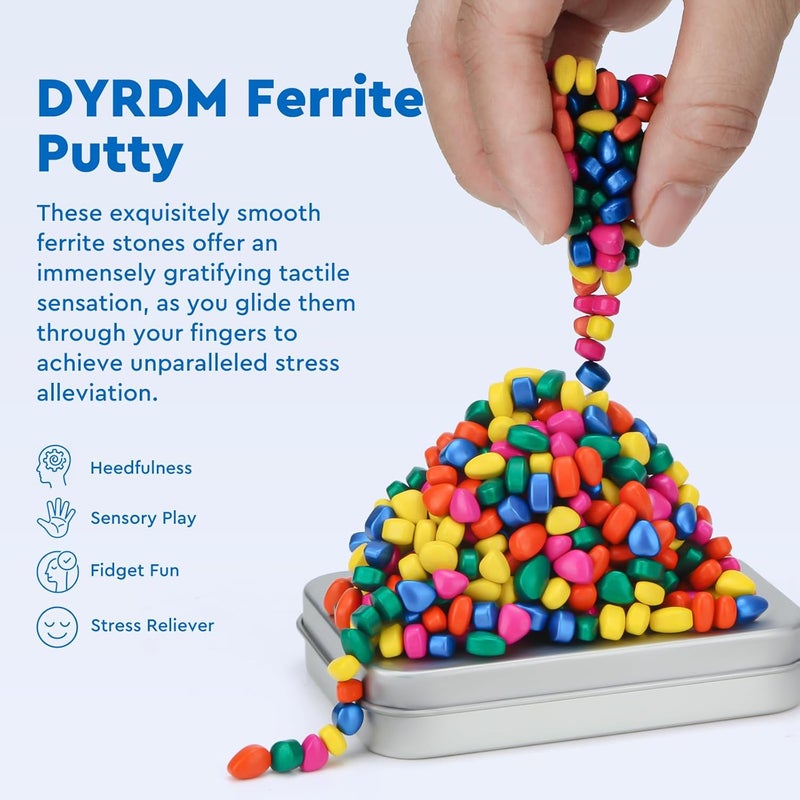 DYRDM Original Ferrite Putty Multicolor 300+, Fidget Toy Ferrite Stones for Stress Relief, Sensory Toy for Adults & Teens 14+, Holiday Stocking Stuffer, Ferrite Rocks Fidget Present for Office - Image 2