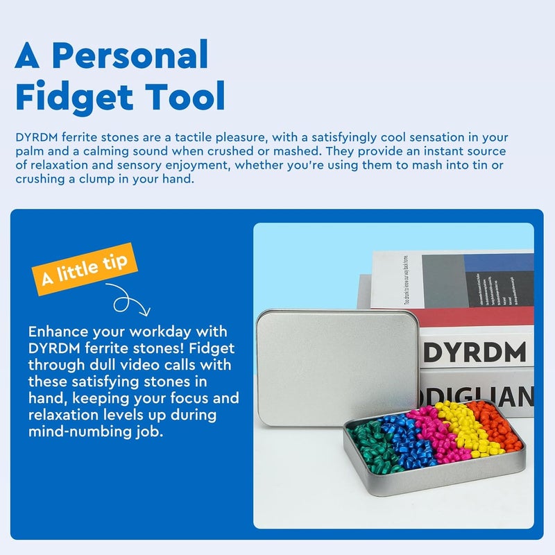 DYRDM Original Ferrite Putty Multicolor 300+, Fidget Toy Ferrite Stones for Stress Relief, Sensory Toy for Adults & Teens 14+, Holiday Stocking Stuffer, Ferrite Rocks Fidget Present for Office - Image 5